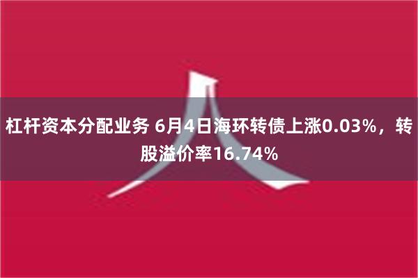 杠杆资本分配业务 6月4日海环转债上涨0.03%，转股溢价率16.74%