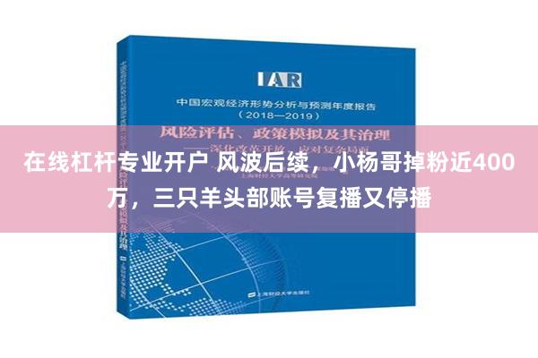 在线杠杆专业开户 风波后续，小杨哥掉粉近400万，三只羊头部账号复播又停播