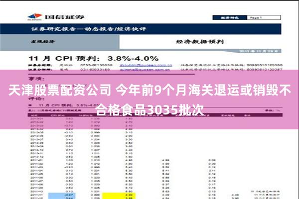 天津股票配资公司 今年前9个月海关退运或销毁不合格食品3035批次