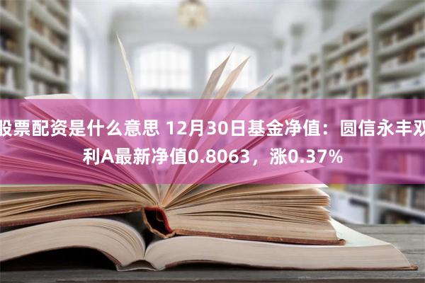 股票配资是什么意思 12月30日基金净值：圆信永丰双利A最新净值0.8063，涨0.37%