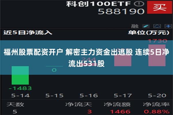 福州股票配资开户 解密主力资金出逃股 连续5日净流出531股